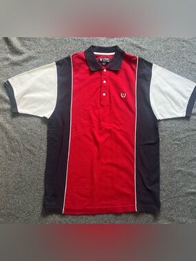 Chaps Ralph Lauren Vintage Men’s Red, Navy & White Colorblock Polo